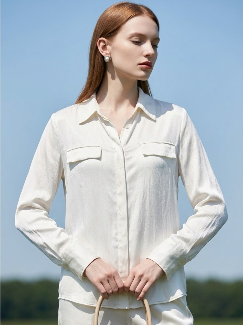 Zara ZW Collection Flowy Pocket Shirt – Mid-Ecru